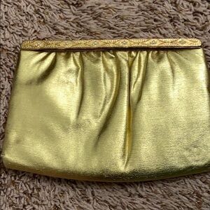 Vintage Andre Gold Lame Evening Clutch Bag
